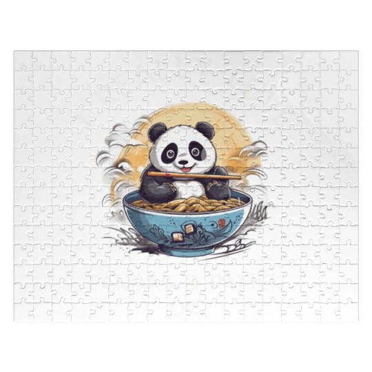 Kawaii Anime Panda Otaku Japanese Ramen Noodles Jigsaw Puzzles