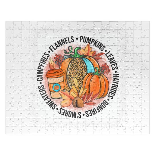 It's Fall Y'all Happy Fall Vibes Autumn Leaves Jigsaw Puzzles