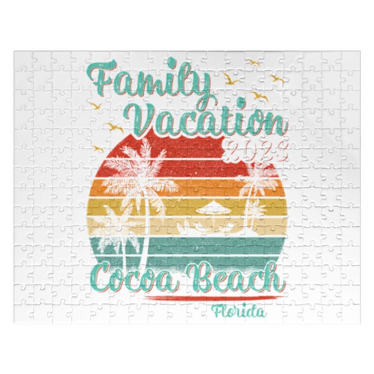 Vintage Retro Family Vacation 2023 Florida Cocoa Jigsaw Puzzles