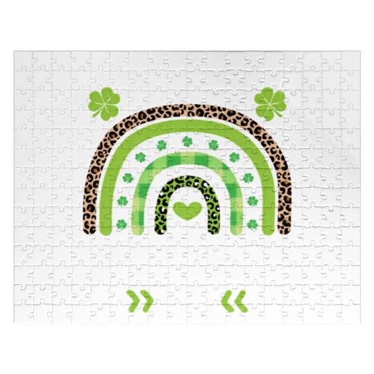 Happy St Patric Day Leopard Print Rainbow Jigsaw Puzzles