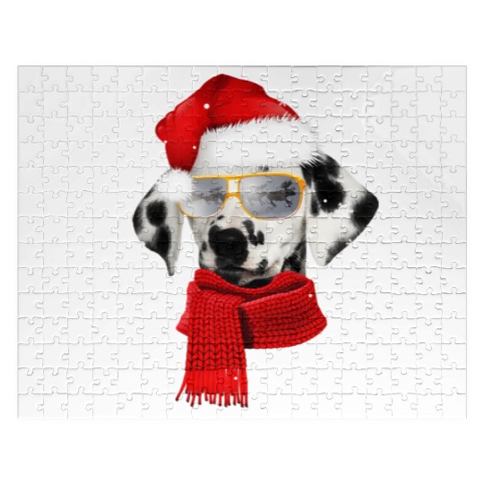 Dalmatian Wearing Glass Seeing Reindeer Dog Jigsaw Puzzles