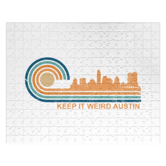 Keep It Weird Austin Texas Skyline Retro Austinkee Jigsaw Puzzles