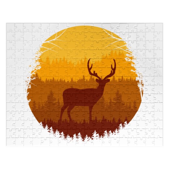 Autumn Forest And Deer Jigsaw Puzzles
