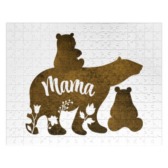 Mama Bear With 2 Cubs Mom of Two Jigsaw Puzzles