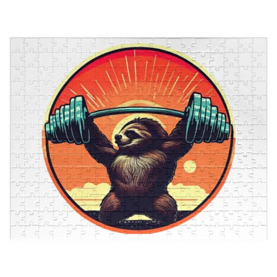 Sloth Dumbbells Fitness Sunset Jigsaw Puzzles