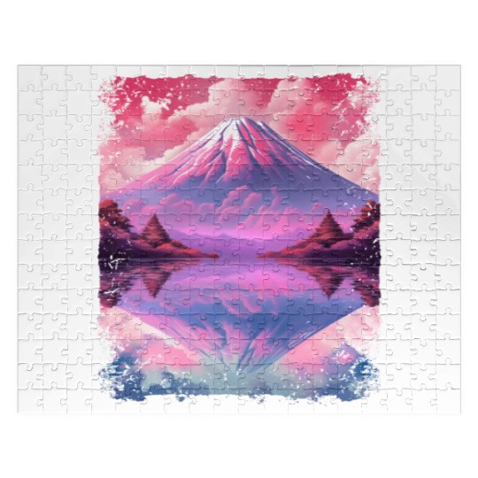 Aesthetic Vaporwave Volcano Japan Sight Mount Fuji Jigsaw Puzzles