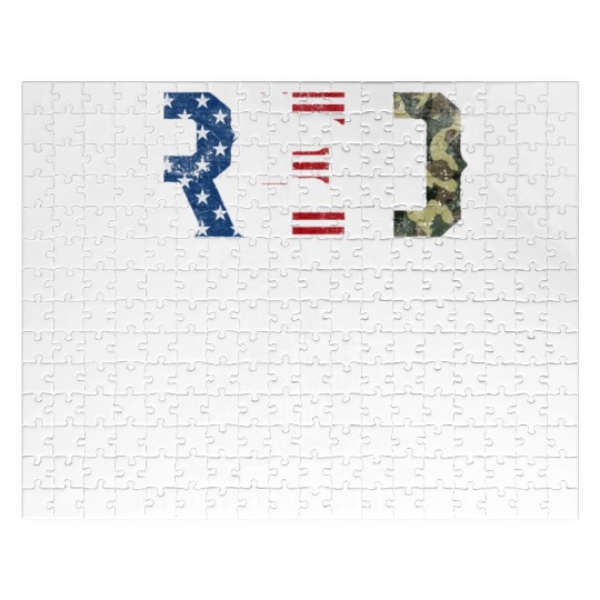 Remember Everyone Deployed Us Flag Camouflage Red Jigsaw Puzzles