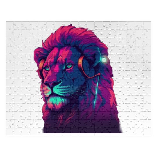 Lionheart Beats The Synthwave Roar of a Lion Jigsaw Puzzles