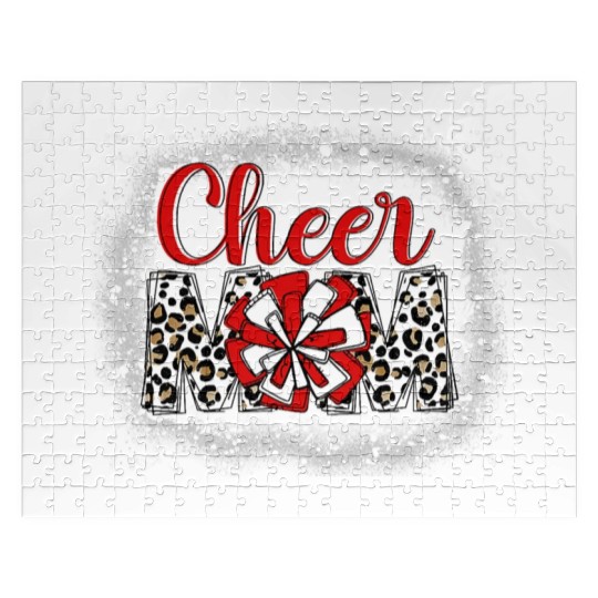 Cheer Mom Leopard Cheerleader Bleached Mother Jigsaw Puzzles