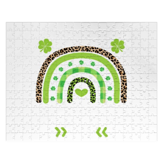 Happy St Patric Day Leopard Print Rainbow Jigsaw Puzzles