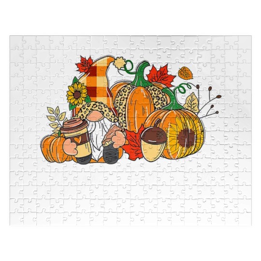 Happy Fall Y'all Gnome Autumn Gnomes Pumpkin Jigsaw Puzzles