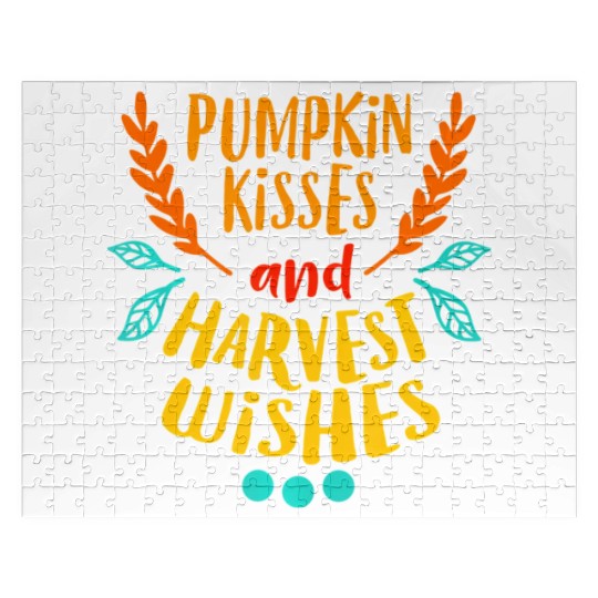 PUMPKIN KISSES HARVEST WISHES Funny Love Fall Jigsaw Puzzles