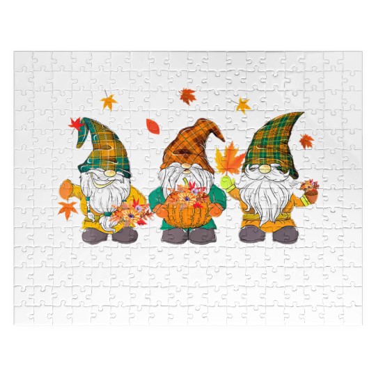 Happy Fall Y'all Thanksgiving Gnome Pumpkin Jigsaw Puzzles