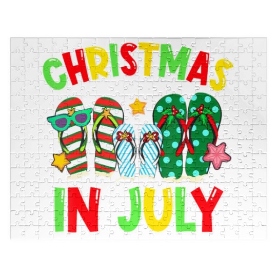 Christmas in July Flip Flops Summer Vacation Jigsaw Puzzles