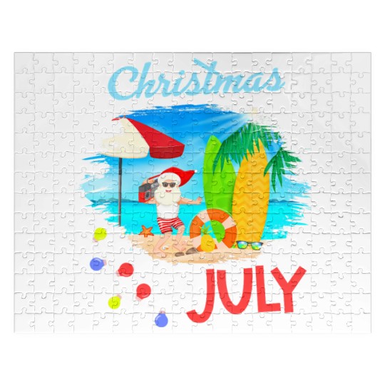 Christmas in July Santa Hawaiian Summer Hawaii Jigsaw Puzzles