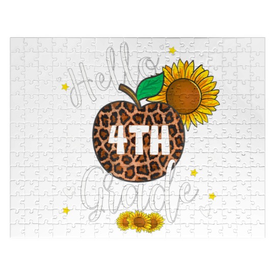 4th Grade Back To School Leopard Print Sunflower Jigsaw Puzzles