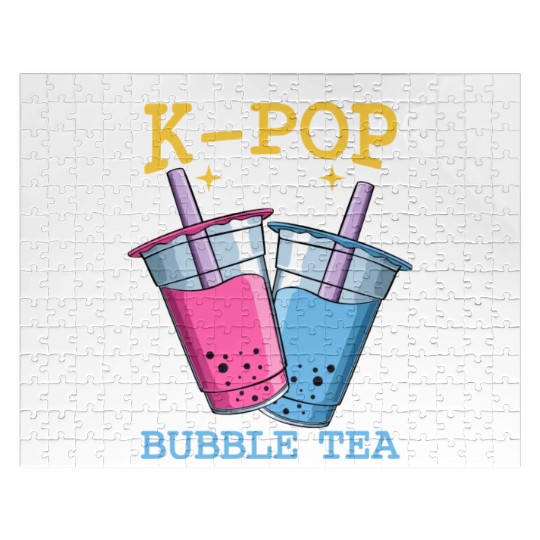 Powered By K Pop And Bubble Tea Kawaii Korean Boba Jigsaw Puzzles