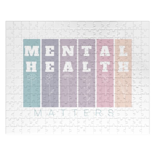Mental Health Matters | Florals VI French Grey Jigsaw Puzzles