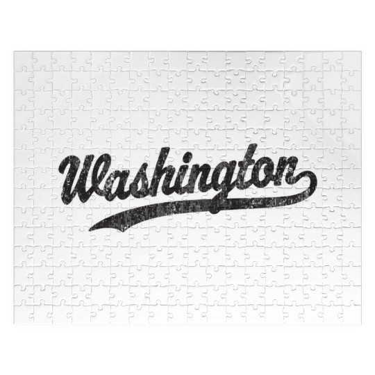Washington Dc Black Athletic Sports Script Jigsaw Puzzles