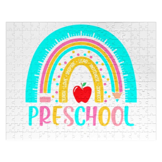 Back To School Preschool Teacher Leopard Rainbow Jigsaw Puzzles