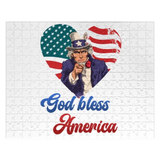 God Bless America Independence Day 4th July USA Jigsaw Puzzles