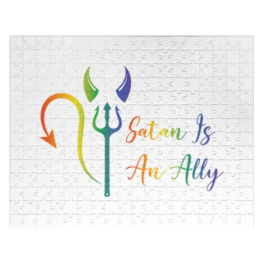 Funny Hail Gay Satan Lgbt Goth Gay Pride Baphomet Jigsaw Puzzles