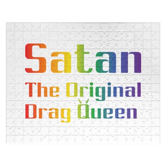 Funny Hail Gay Satan Lgbt Goth Gay Pride Baphomet Jigsaw Puzzles