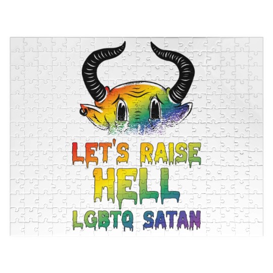 Funny Hail Gay Satan Lgbt Goth Gay Pride Baphomet Jigsaw Puzzles