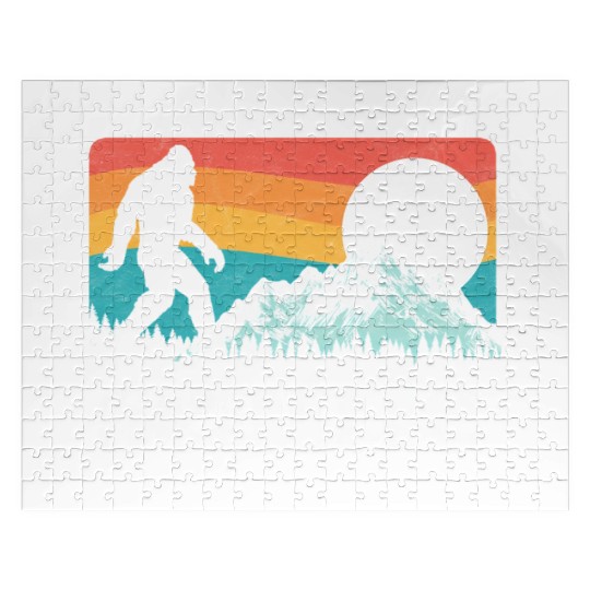 Seattle Washington Bigfoot Moains Retro Distressed Jigsaw Puzzles
