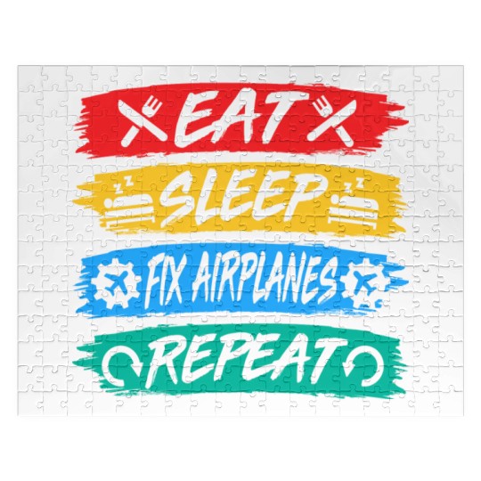Eat Sleep Fix Airplanes Repeat Aircraft Mechanic Jigsaw Puzzles