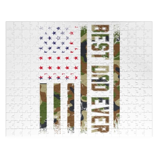 Best dad ever USA flag Camo gift for fatheR Jigsaw Puzzles