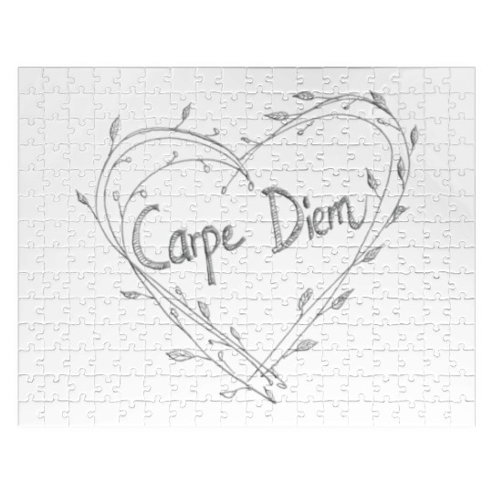 Carpe Diem Quote Heart Twigs Jigsaw Puzzles
