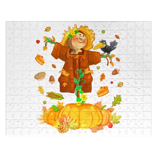 Scarecrow Pumpkin Garden Hello Thanksgiving Jigsaw Puzzles