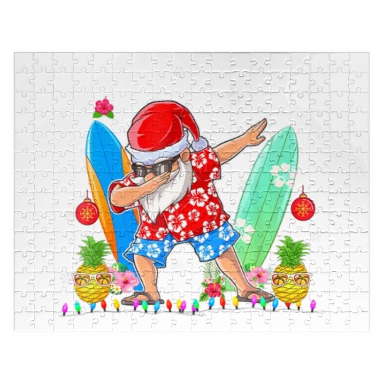 Dabbing Santa Christmas In July Hawaiian Xmas Jigsaw Puzzles