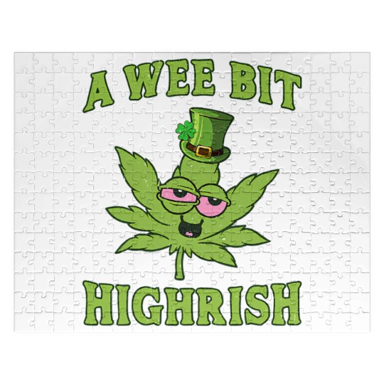 A Wee Bit Highrish 420 Weed Marijuana St Patric Jigsaw Puzzles