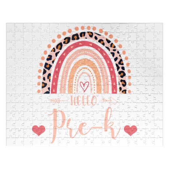 Back To School Hello PreK Teacher Leopard Rainbow Jigsaw Puzzles