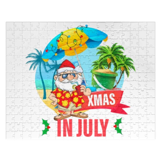 Christmas in July santa hat Xmas funny Summer Jigsaw Puzzles