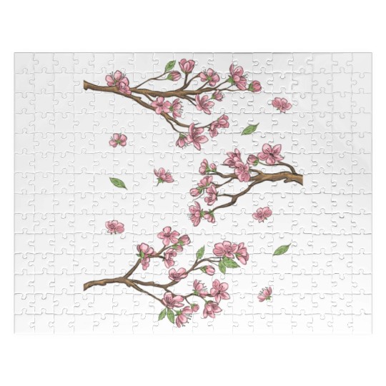 Aesthetic Japanese Style Cherry Blossom Tree Jigsaw Puzzles