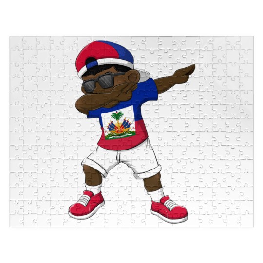 Dabbing Haitian Haiti Flag Dab Dance Jigsaw Puzzles