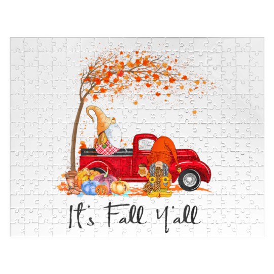 It's Fall Y'all Girls Fall Vibes Autumn Leaves Jigsaw Puzzles