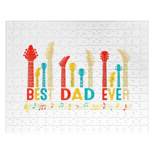 Best Dad Ever Daddy Guitar Vintage Guitar Fathers Jigsaw Puzzles