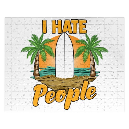 Funny I Hate People Relaxing Beach Vacation Pun Jigsaw Puzzles