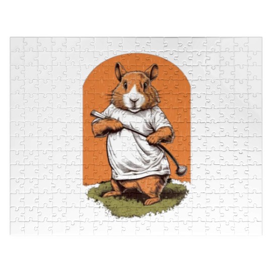 Golfer Guinea Pig Golf Club Golfing Golf Player Jigsaw Puzzles