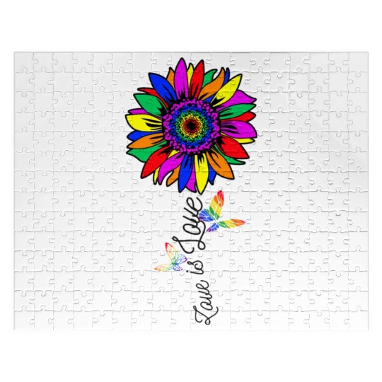 Rainbow Sunflower Love Is Love LGBT Pride Month Jigsaw Puzzles