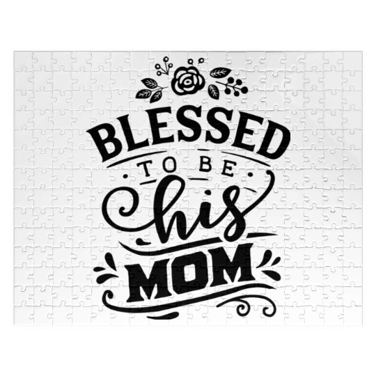 Blessed To Be His Mom Mom And Son Mothers Day Jigsaw Puzzles