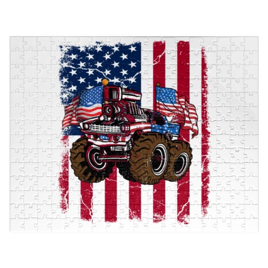 US Patriot American Monster Trucks USA Fan Jigsaw Puzzles