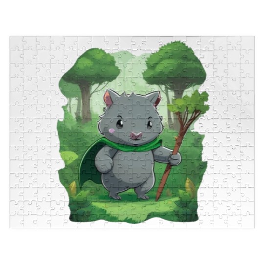 Wombat Hero - Green Cape Wombat Jigsaw Puzzles