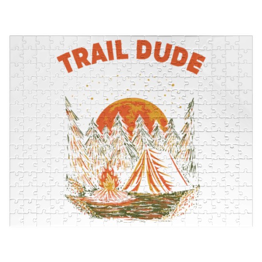 Trail Dude Hiking Mountain Hiker Summit Wildlife T Jigsaw Puzzles