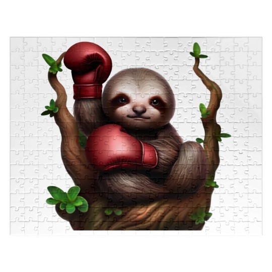 Boxing sloth on tree Jigsaw Puzzles