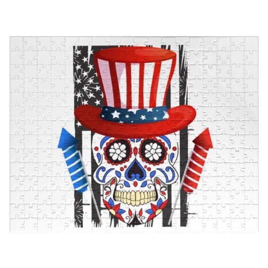 Independence Day Firecracker Skull USA Party Jigsaw Puzzles